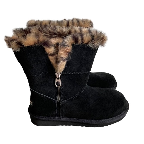 Koolaburra  by Ugg Women’s Aribel Black Leopard Suede Short Winter Boots Size 6 - Picture 3 of 11